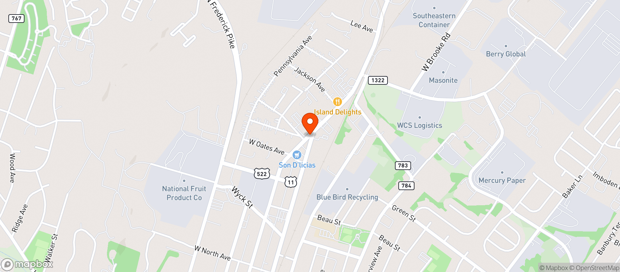 Map showing 7 Eleven