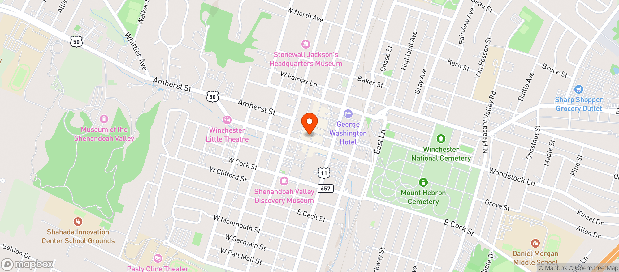 Map showing The Bright Box
