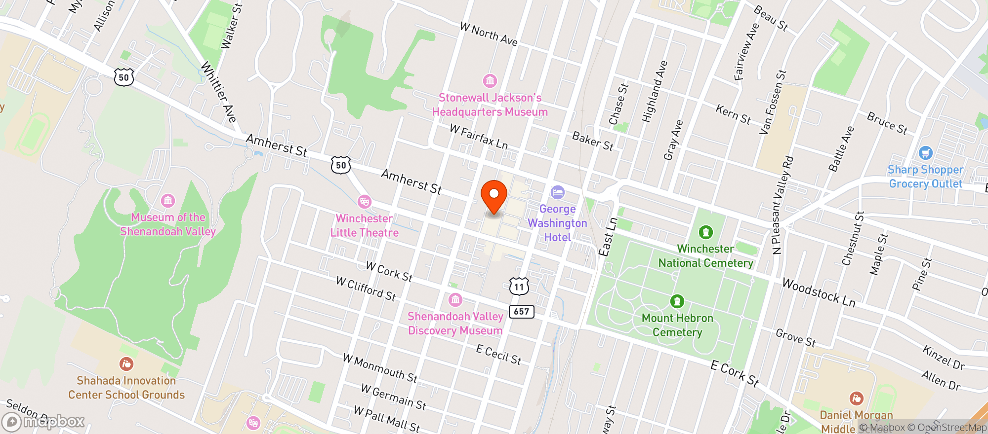 Map showing Village Square Restaurant & Bakery