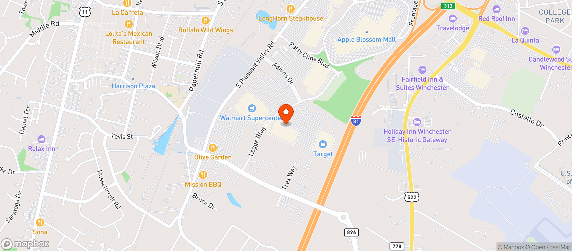 Map showing Target Store