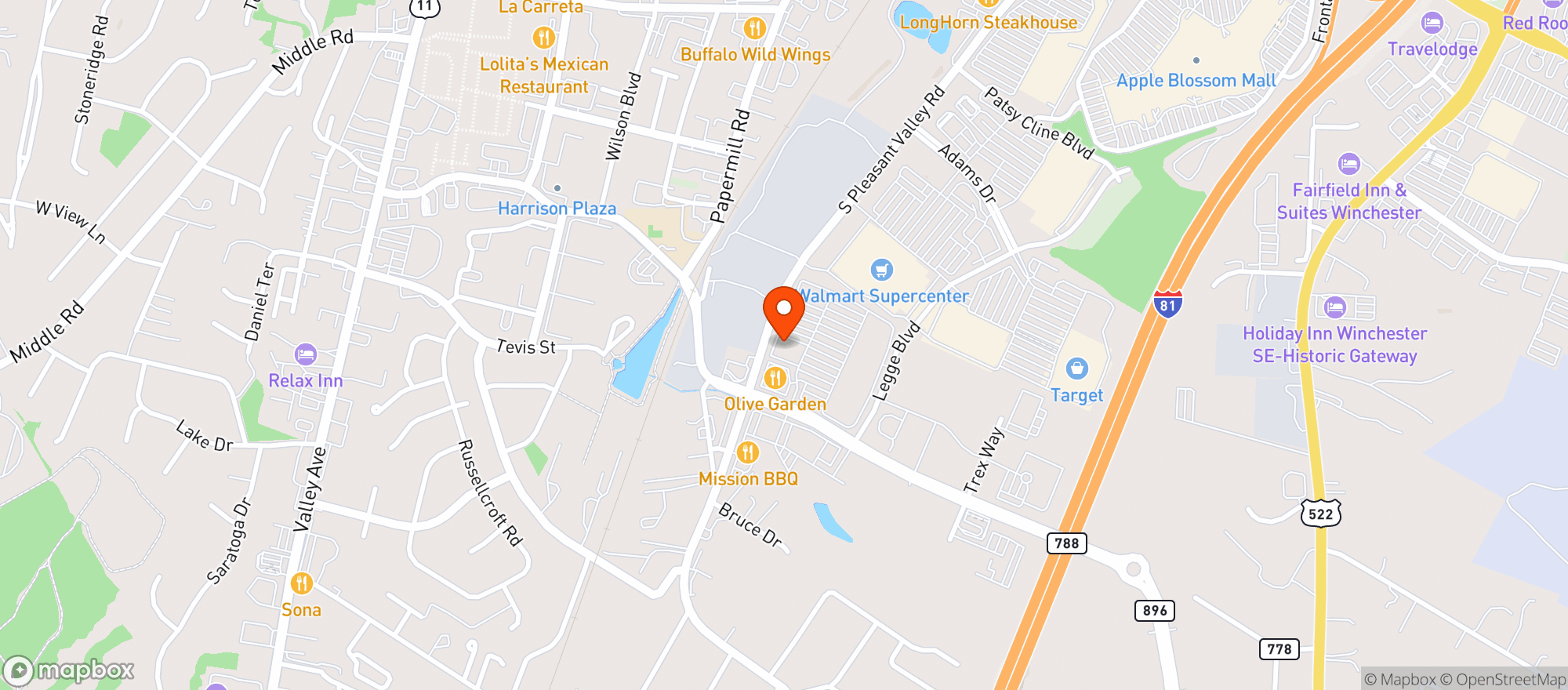 Map showing Vitamin Shoppe - Winchester