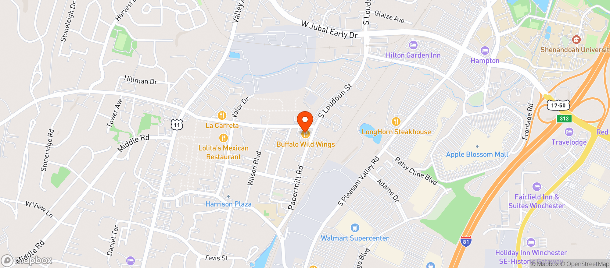 Map showing Buffalo Wild Wings Gril #3111