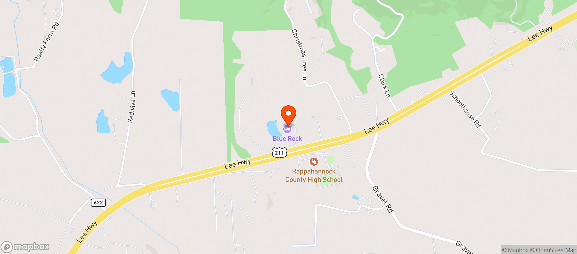 Map showing Blue Rock Inn