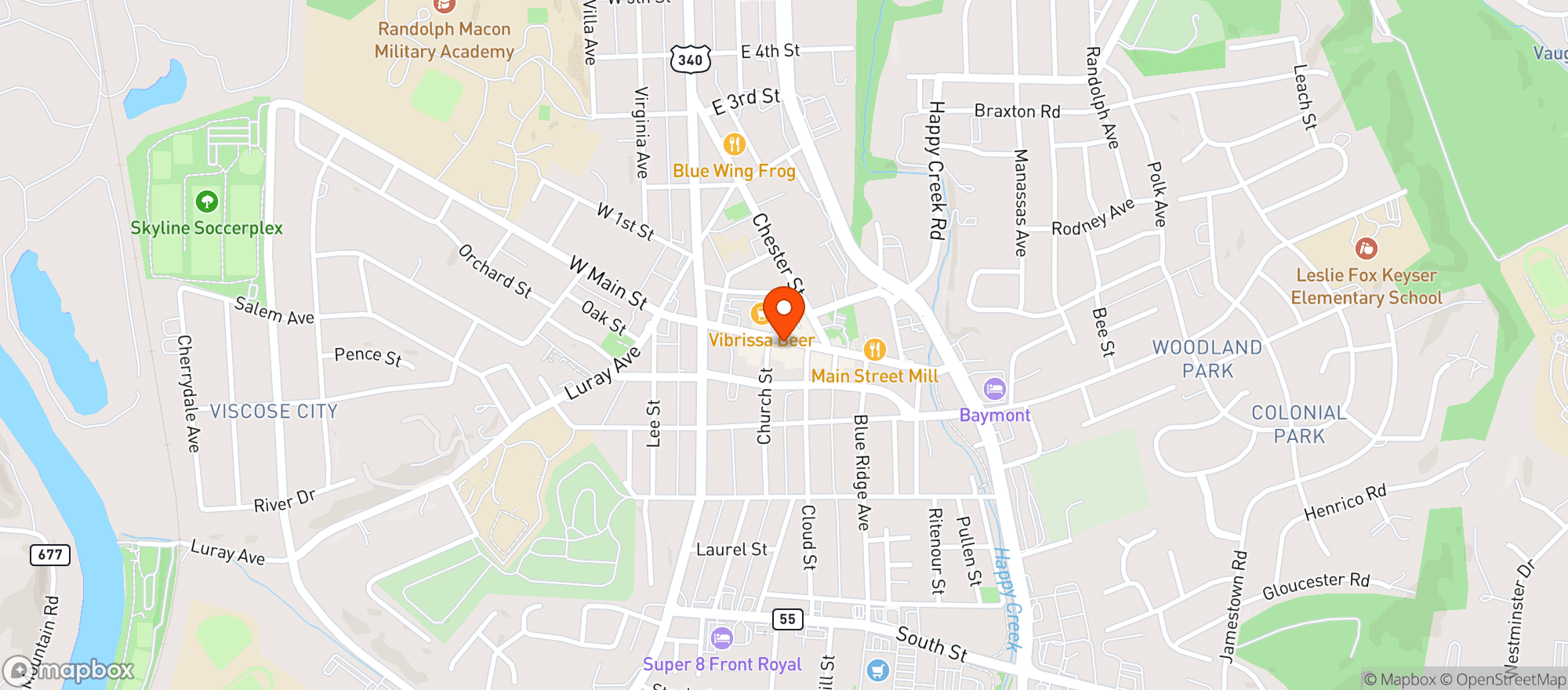 Map showing On Cue Sports Bar & Grill