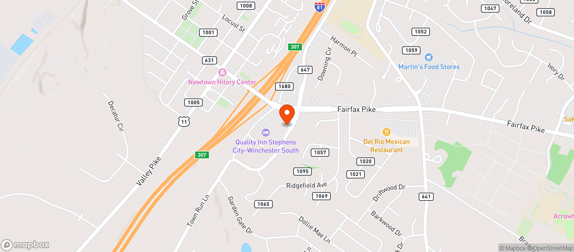 Map showing Roma Restaurant & Pizzeria
