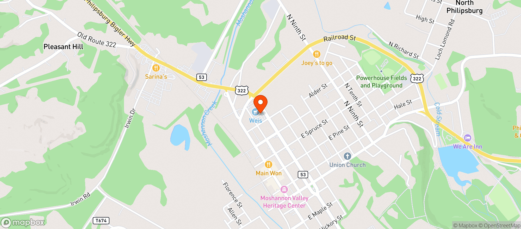 Map showing Weis Markets