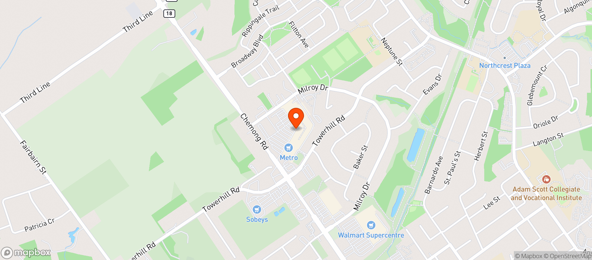 Map showing Metro Ontario
