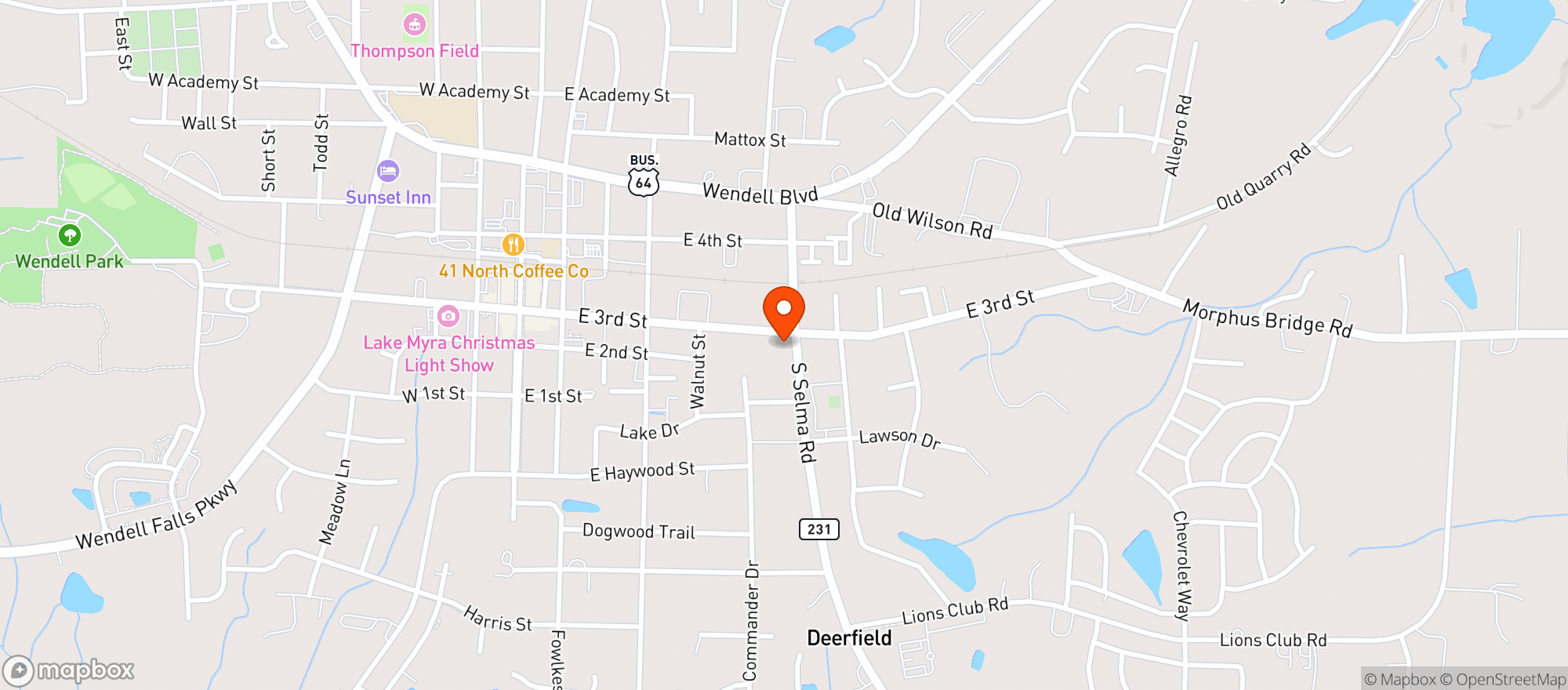 Map showing Mr Gs Mini Mart (wendell)