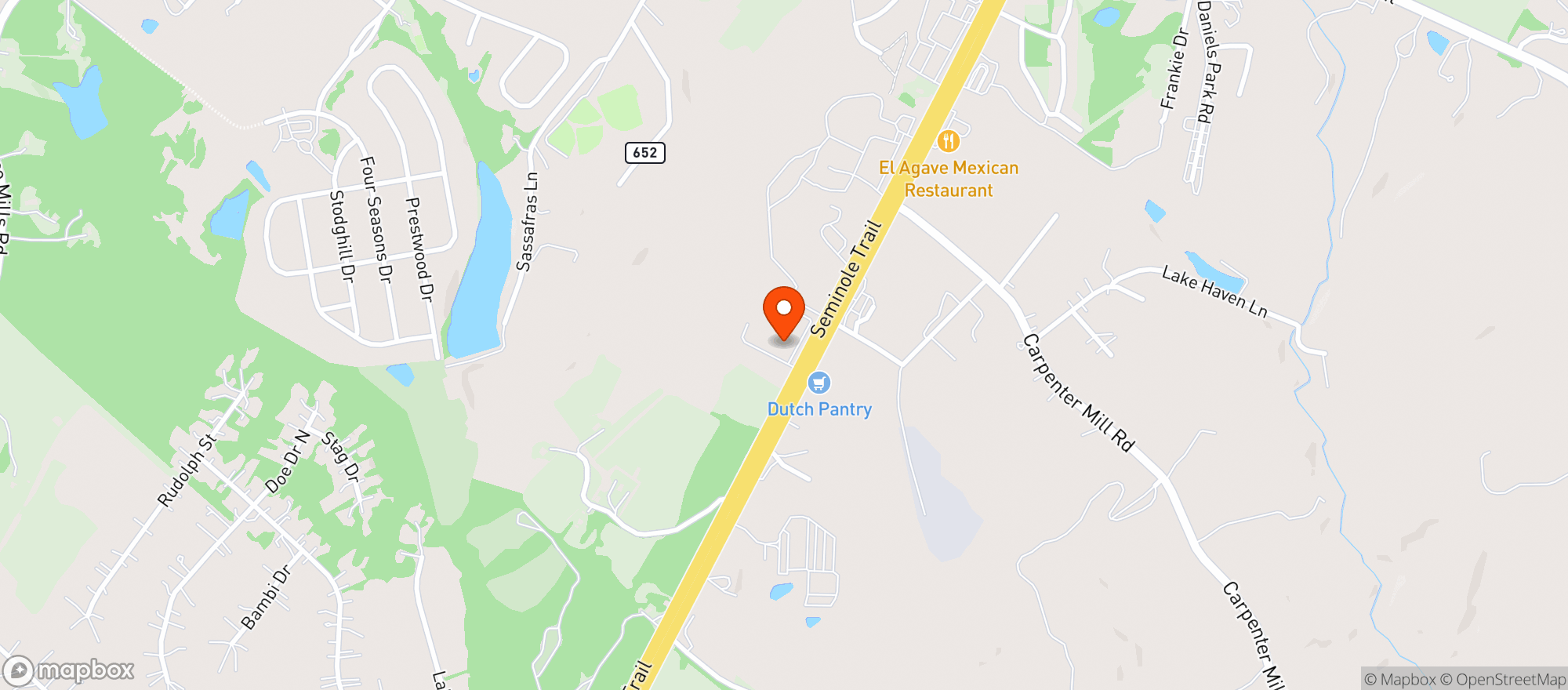 Map showing Blue Ridge Cafe & Catering