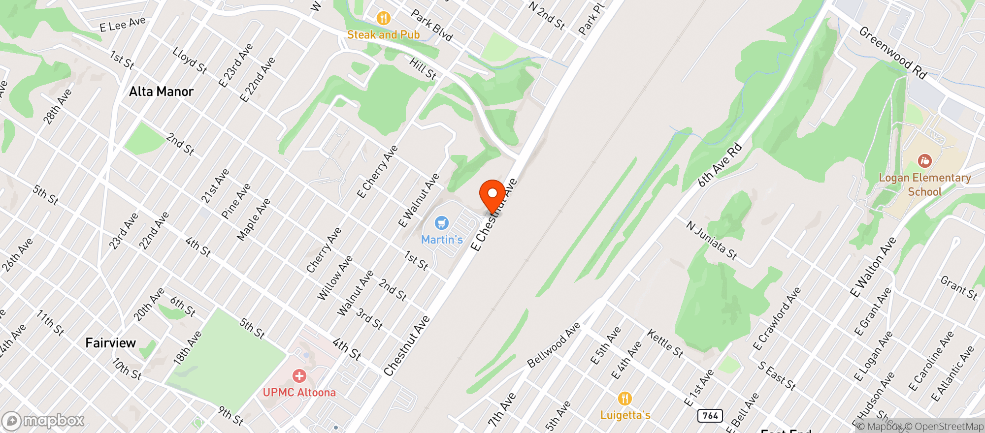 Map showing Martins Food Market