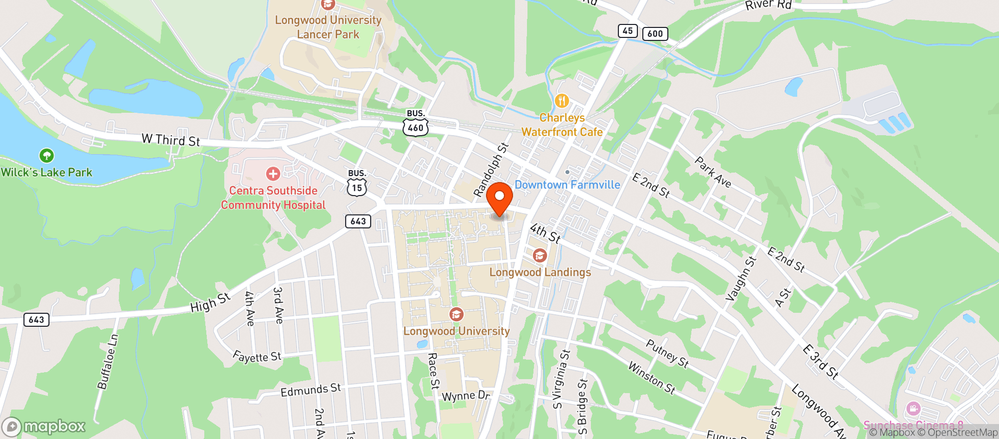 Map showing Aramark (Longwood Caterin