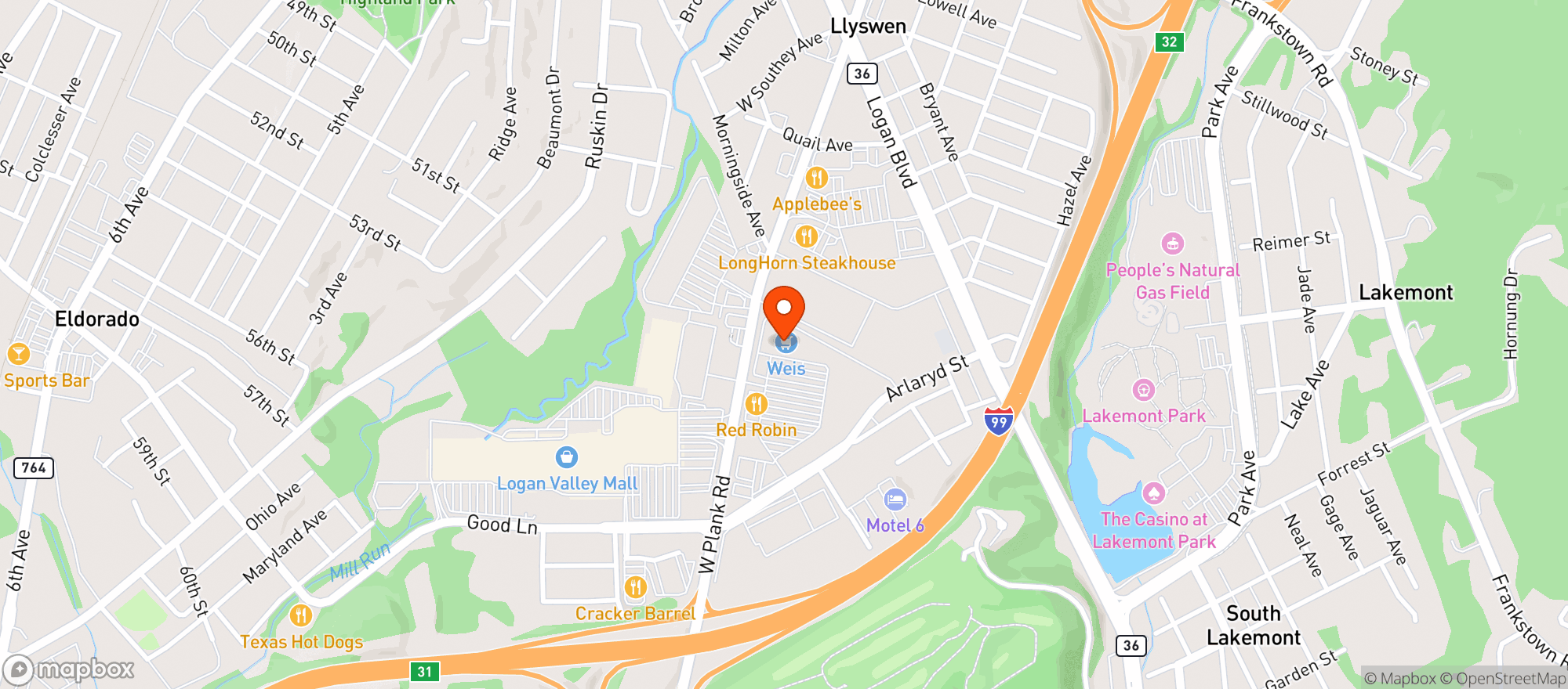 Map showing Weis Markets