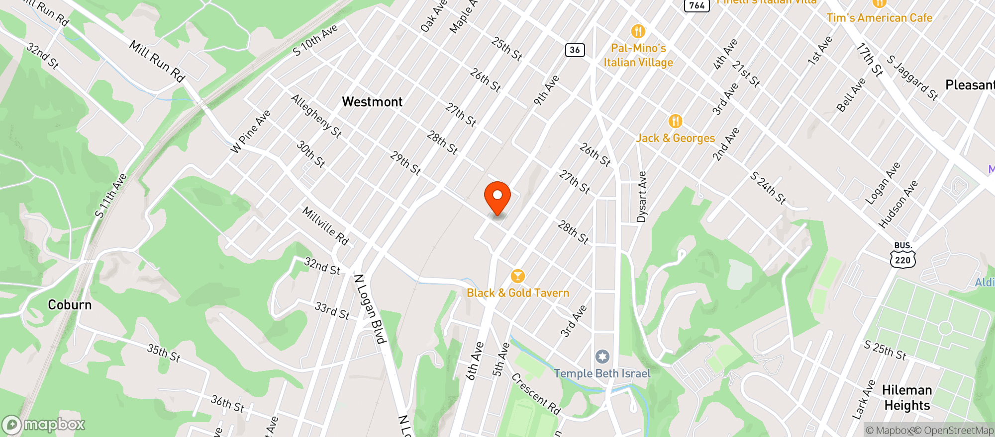 Map showing Al's Tavern