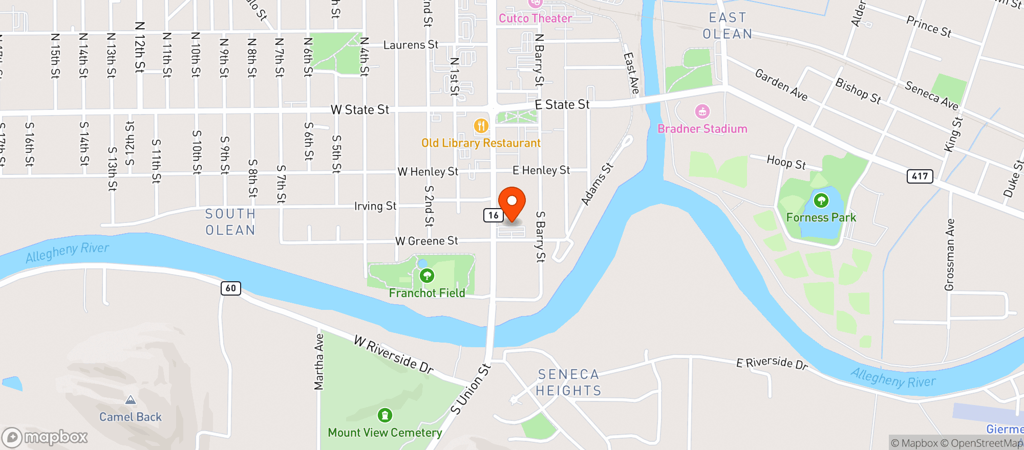 Map showing Olean Food Market