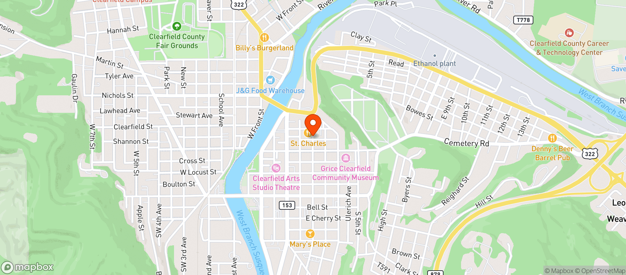 Map showing BUDGET BEVERAGE