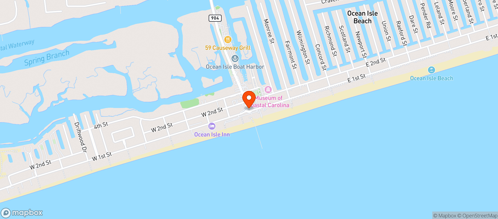 Map showing Sharky's Waterfront Resturant