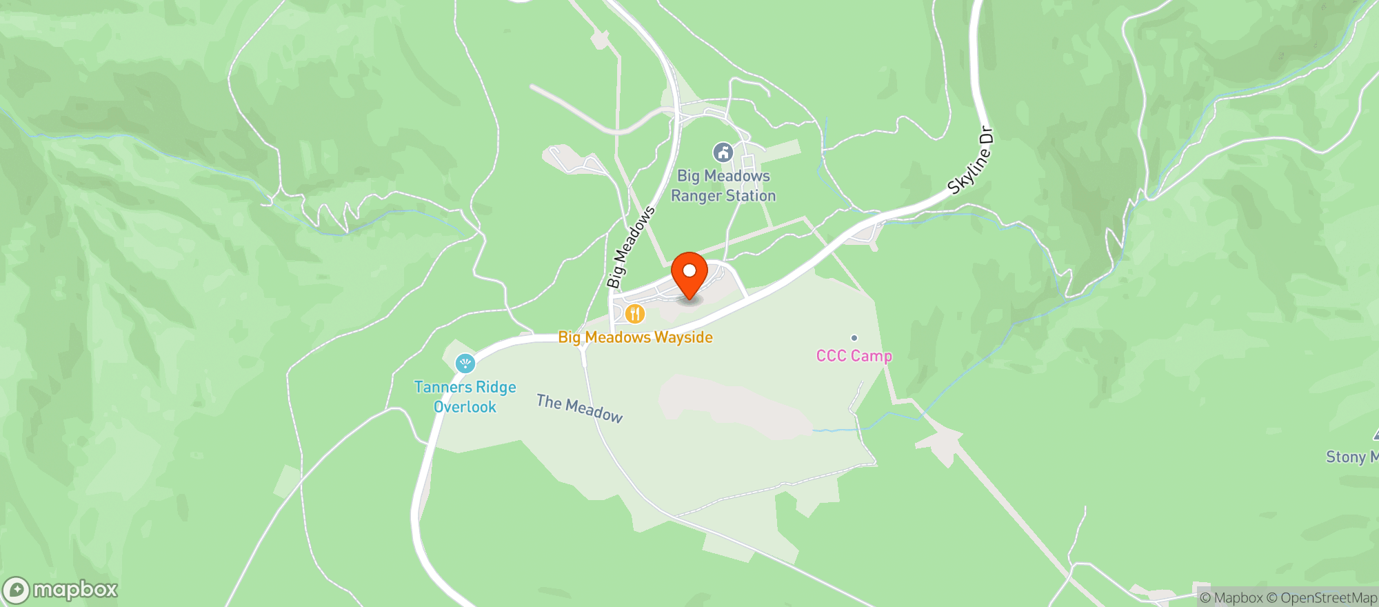 Map showing Shenandoah National Park