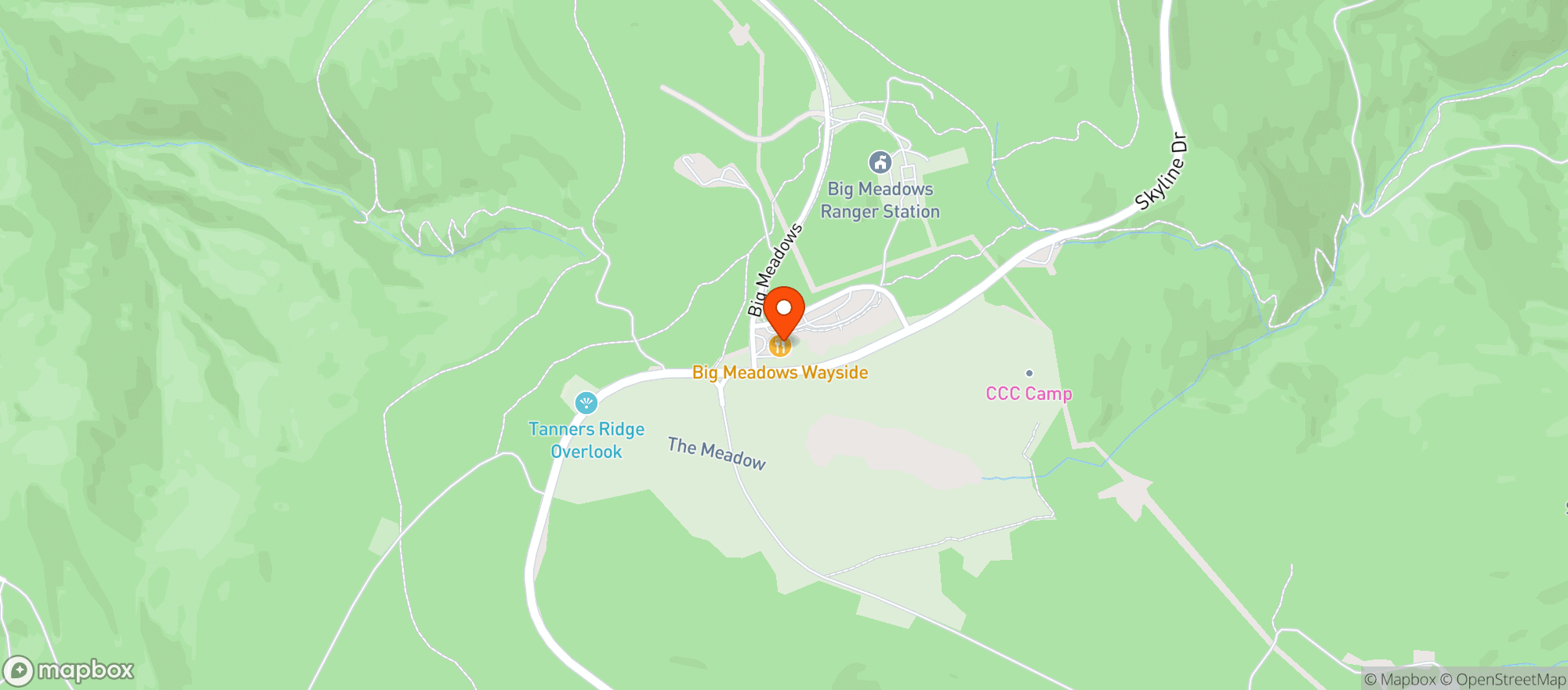 Map showing Big Meadows Wayside