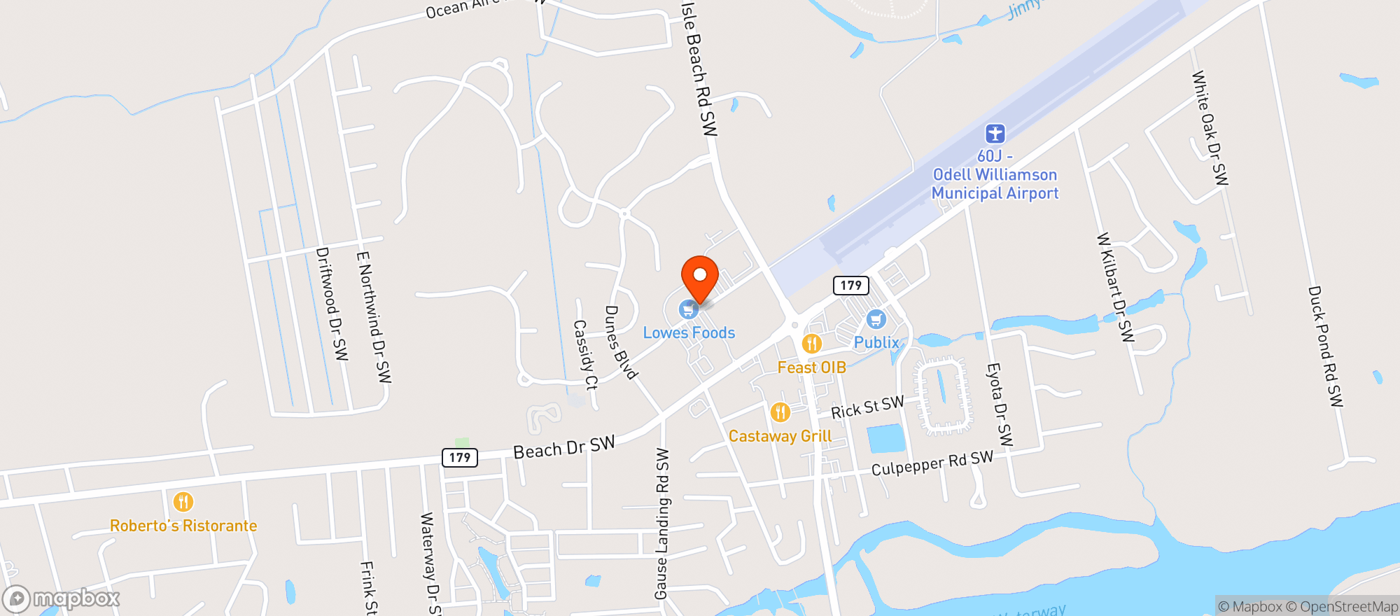 Map showing Lowes Foods