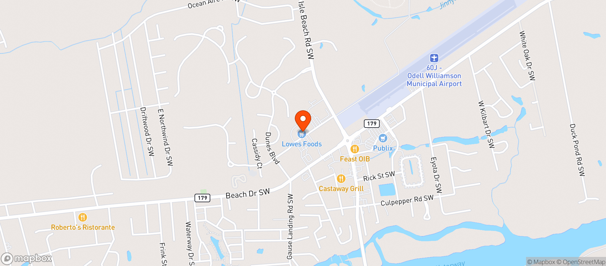 Map showing Lowe S Foods #230 - Ocean Isle Beac