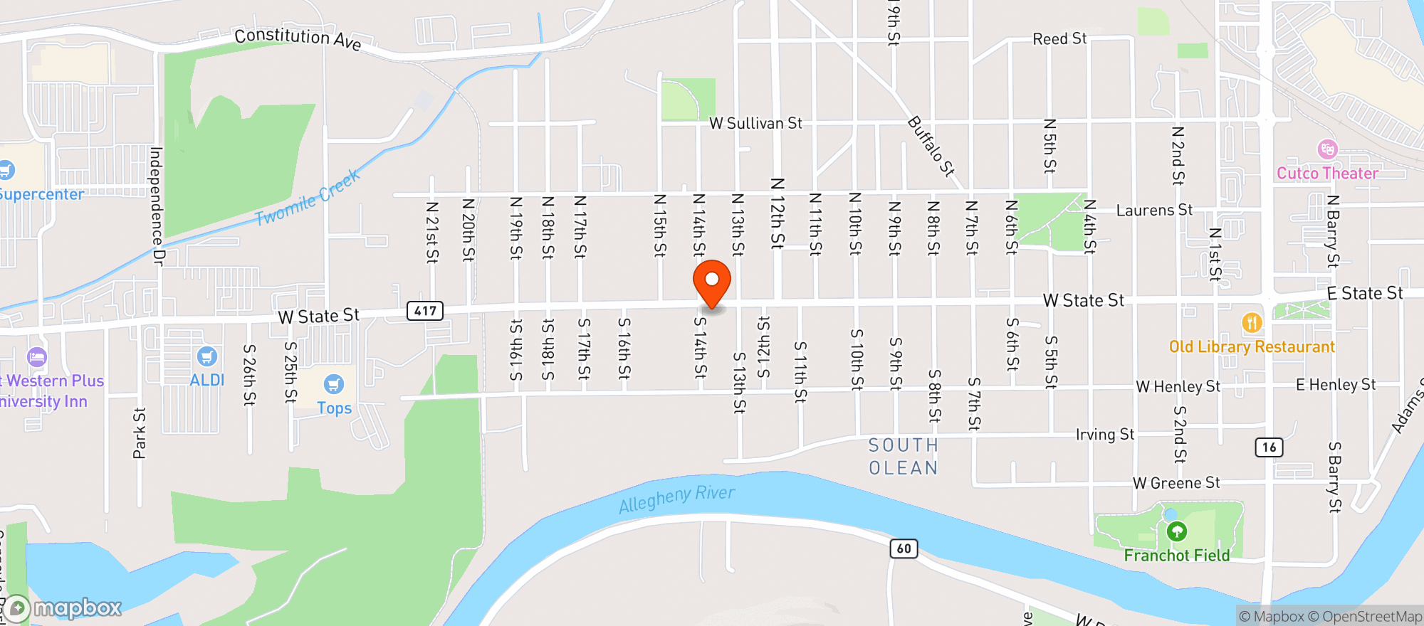 Map showing Allen's Liquor Store