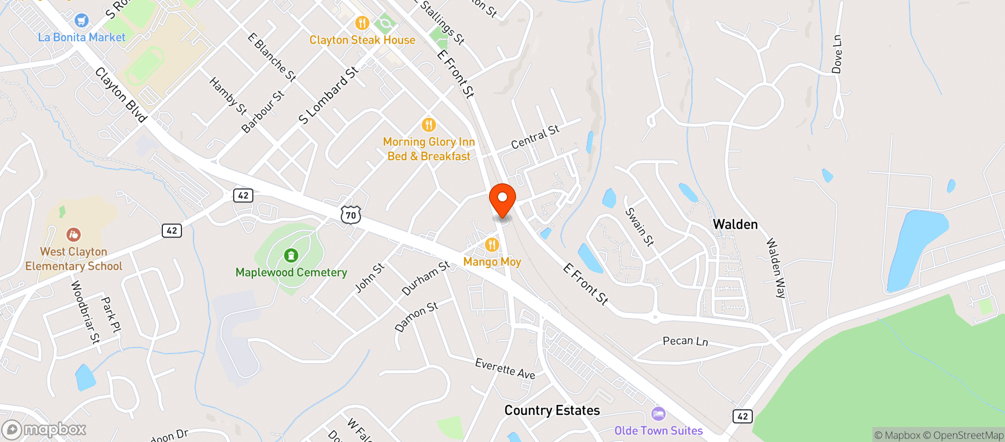 Map showing Vinsons Pub And Eatery