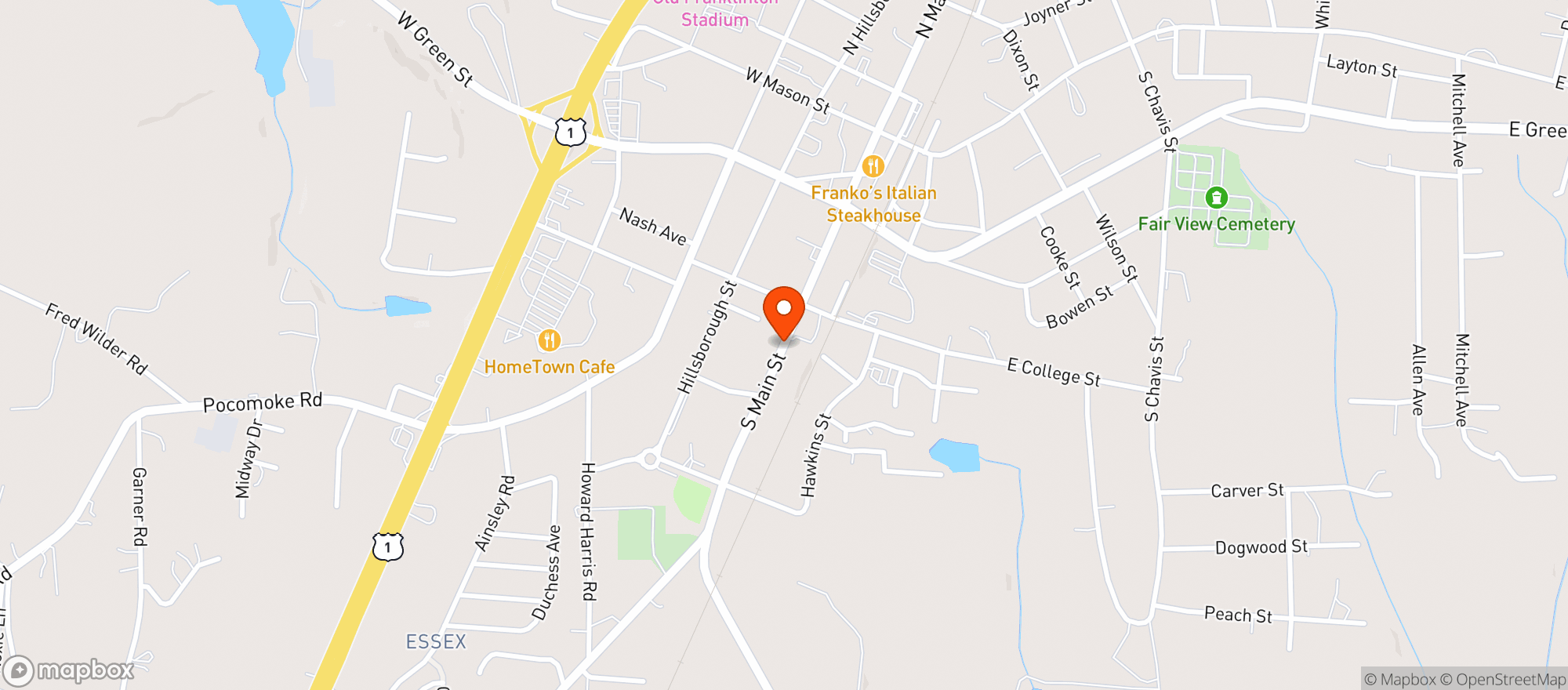 Map showing Bleachers Sports Bar