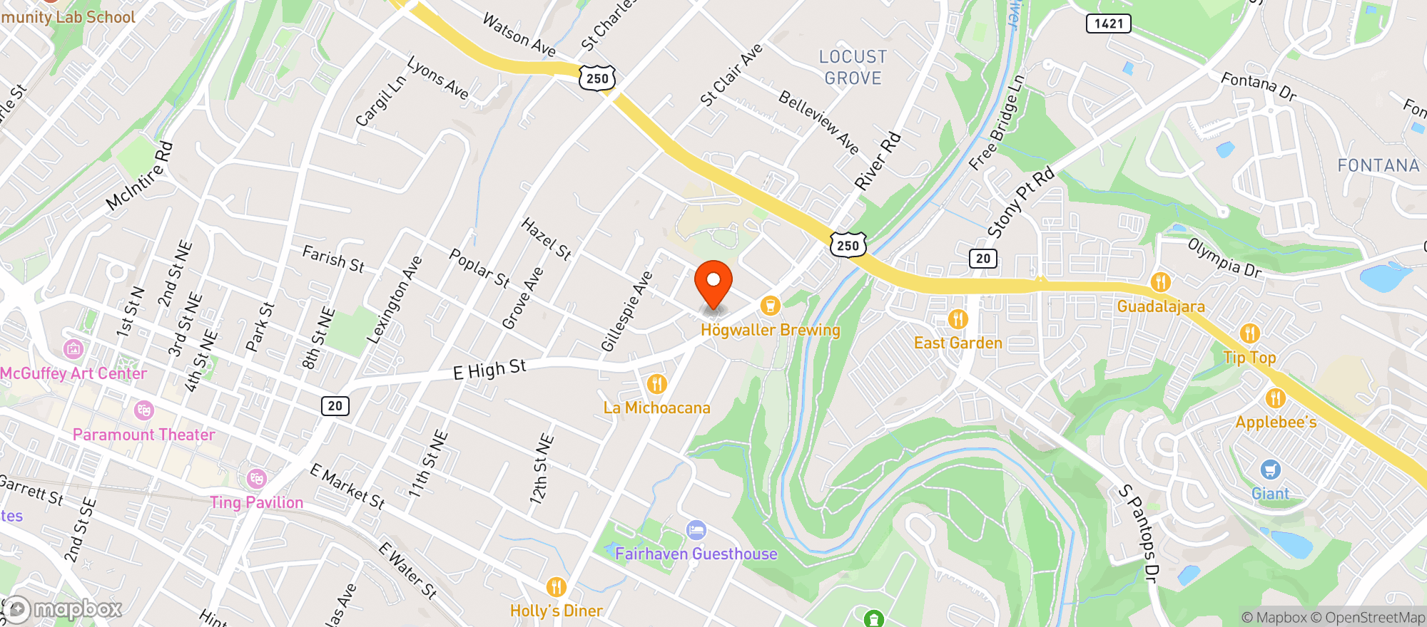 Map showing Riverside