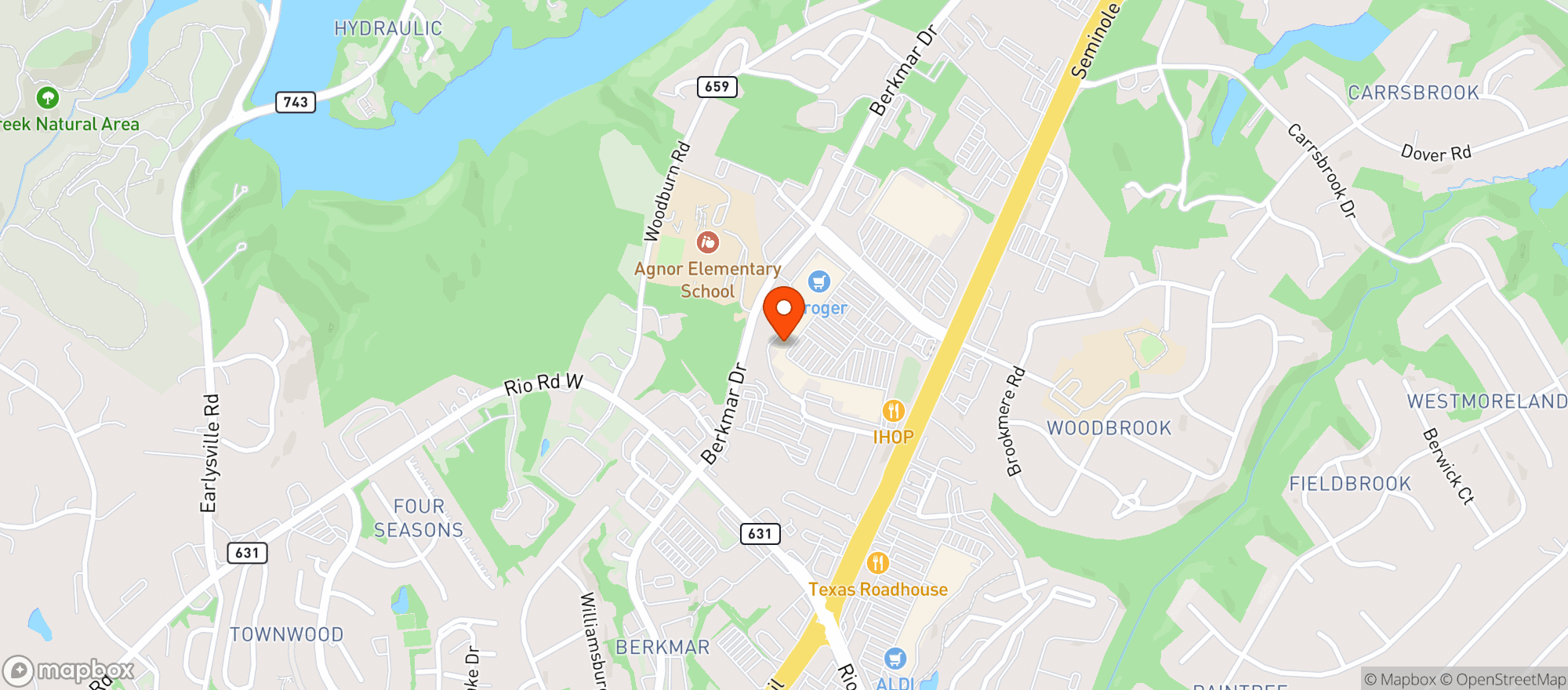 Map showing Rio Hill Wine & Gourmet