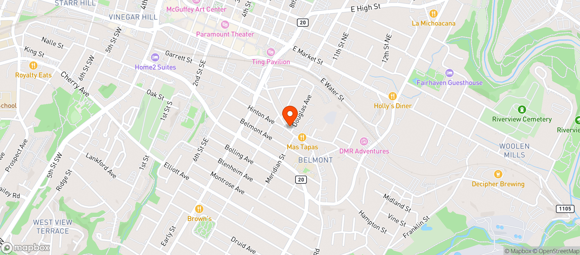Map showing Belle Coffee & Wine