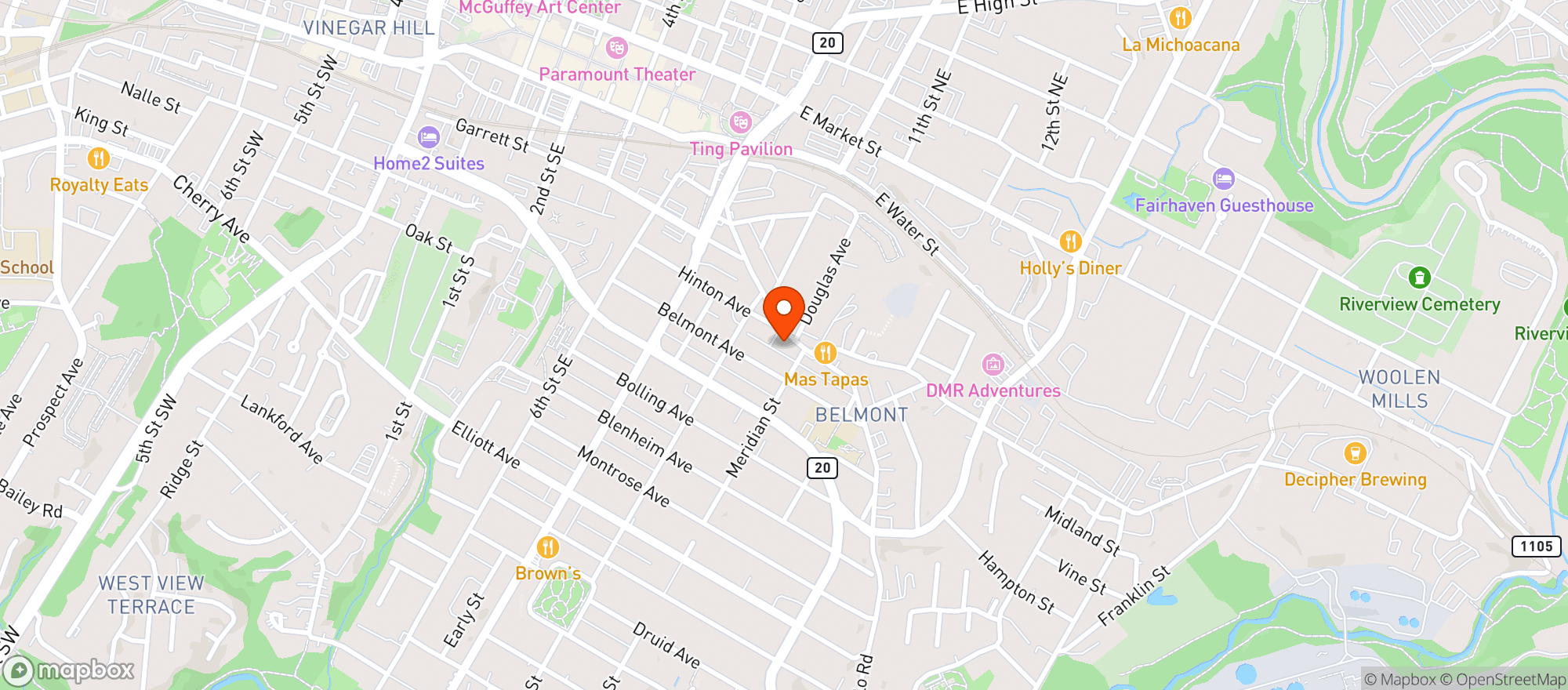 Map showing Tavola Restaurant