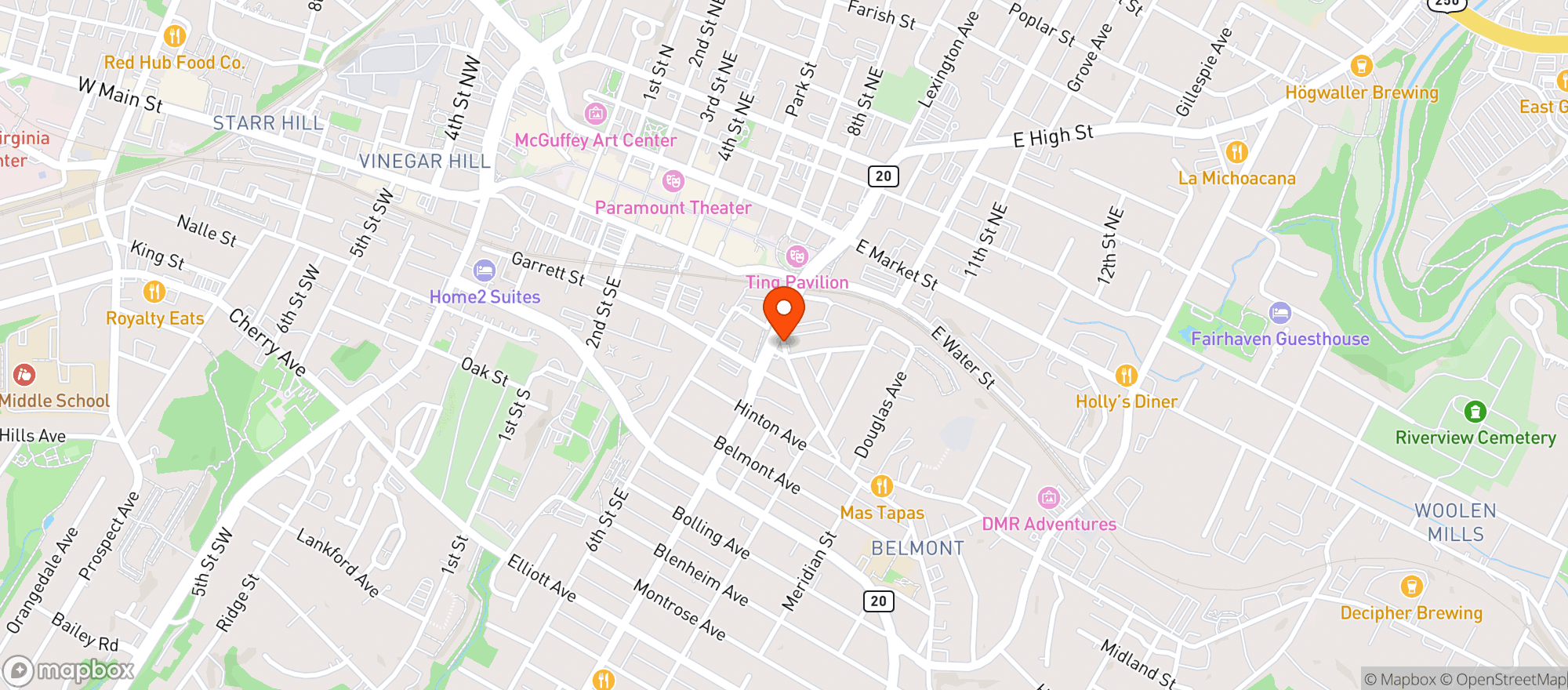 Map showing Lampo Neapolitan Pizzeria