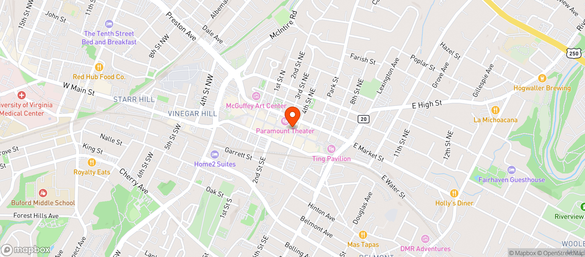 Map showing Cafe Frank