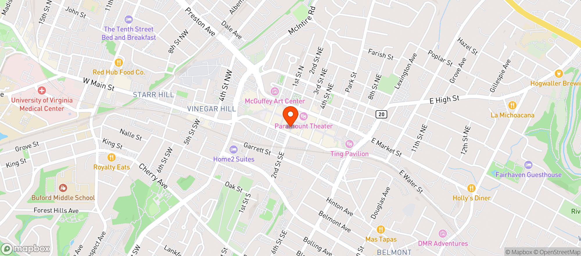 Map showing Jack Browns Beer & Burger Joint