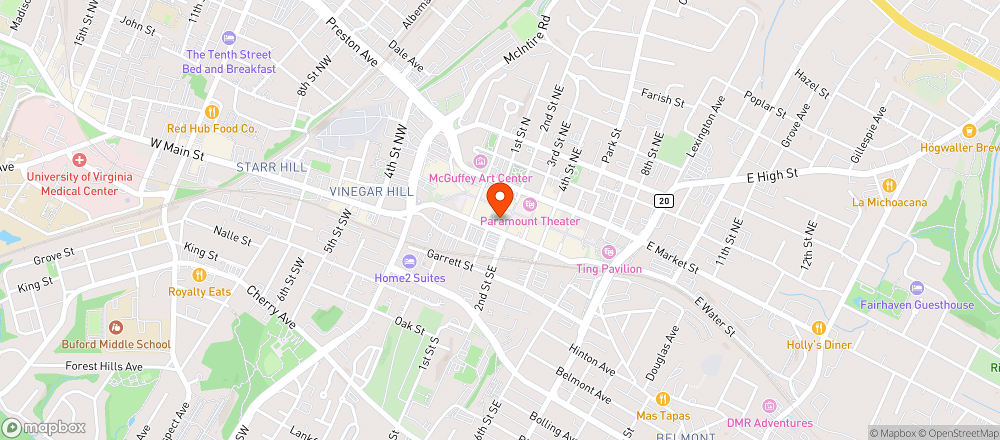 Map showing Jefferson Theater