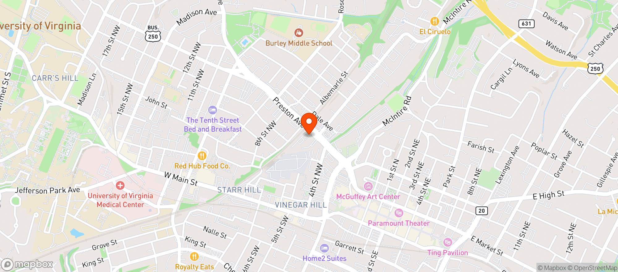 Map showing Random Row Brewing Co