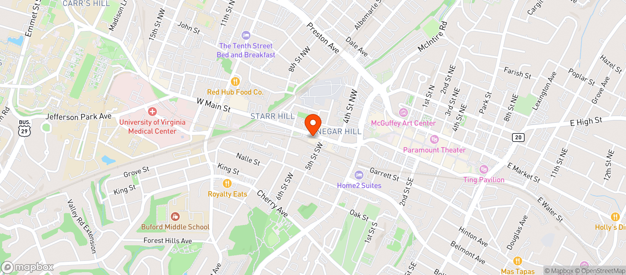 Map showing Maggies Midtown