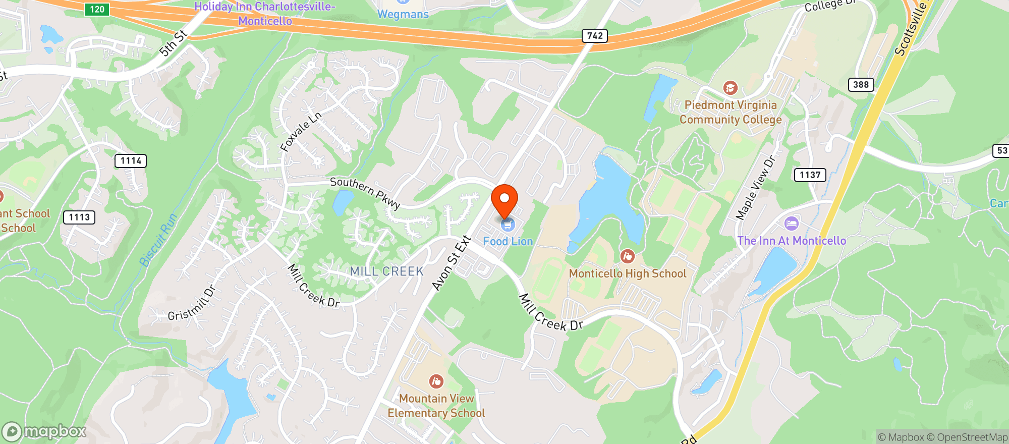 Map showing Food Lion #1536