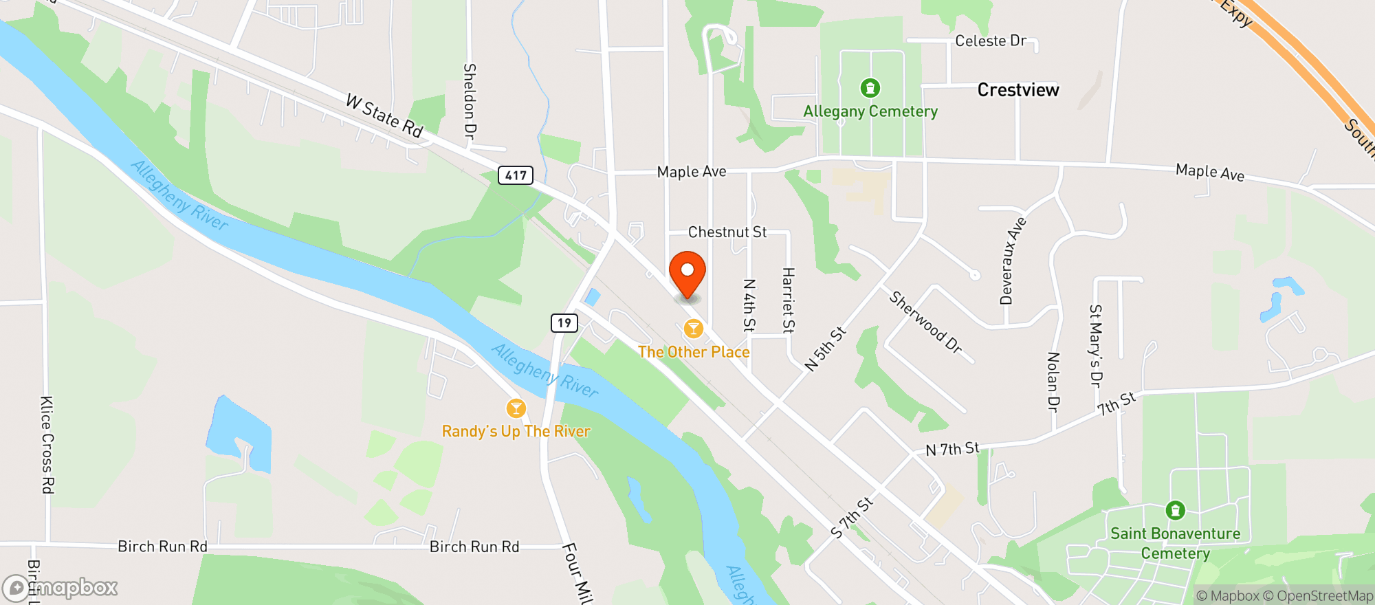 Map showing Natures Remedy - Allegany