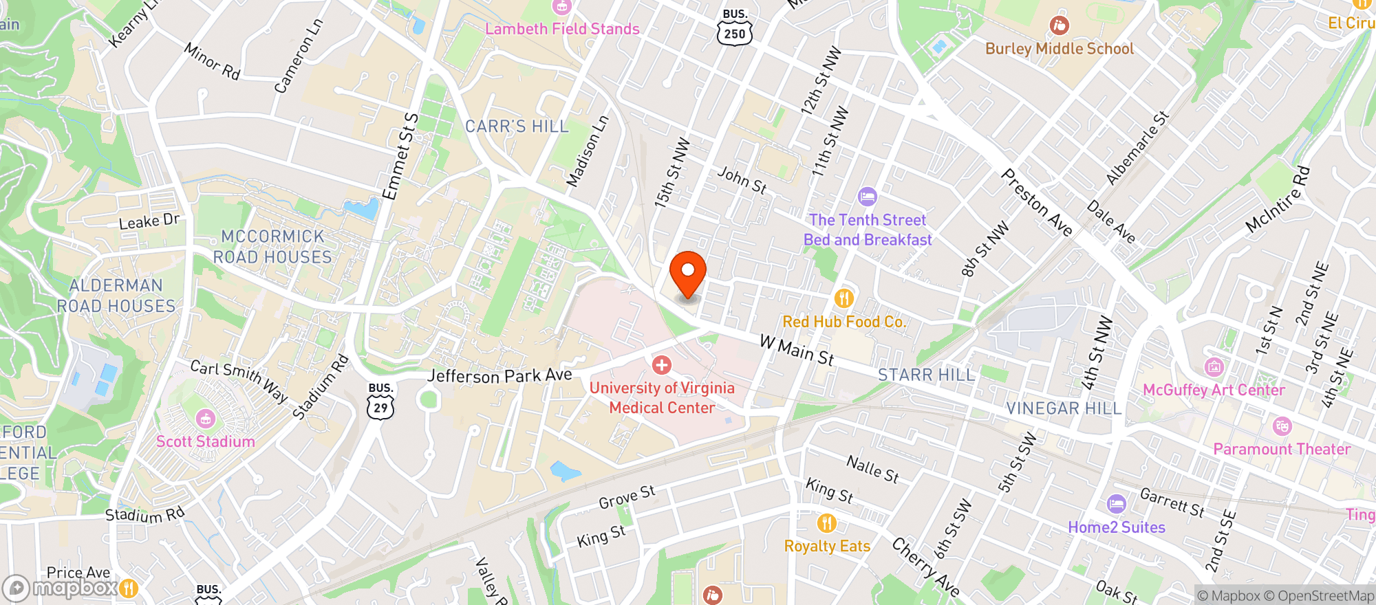 Map showing The Corner Grocery