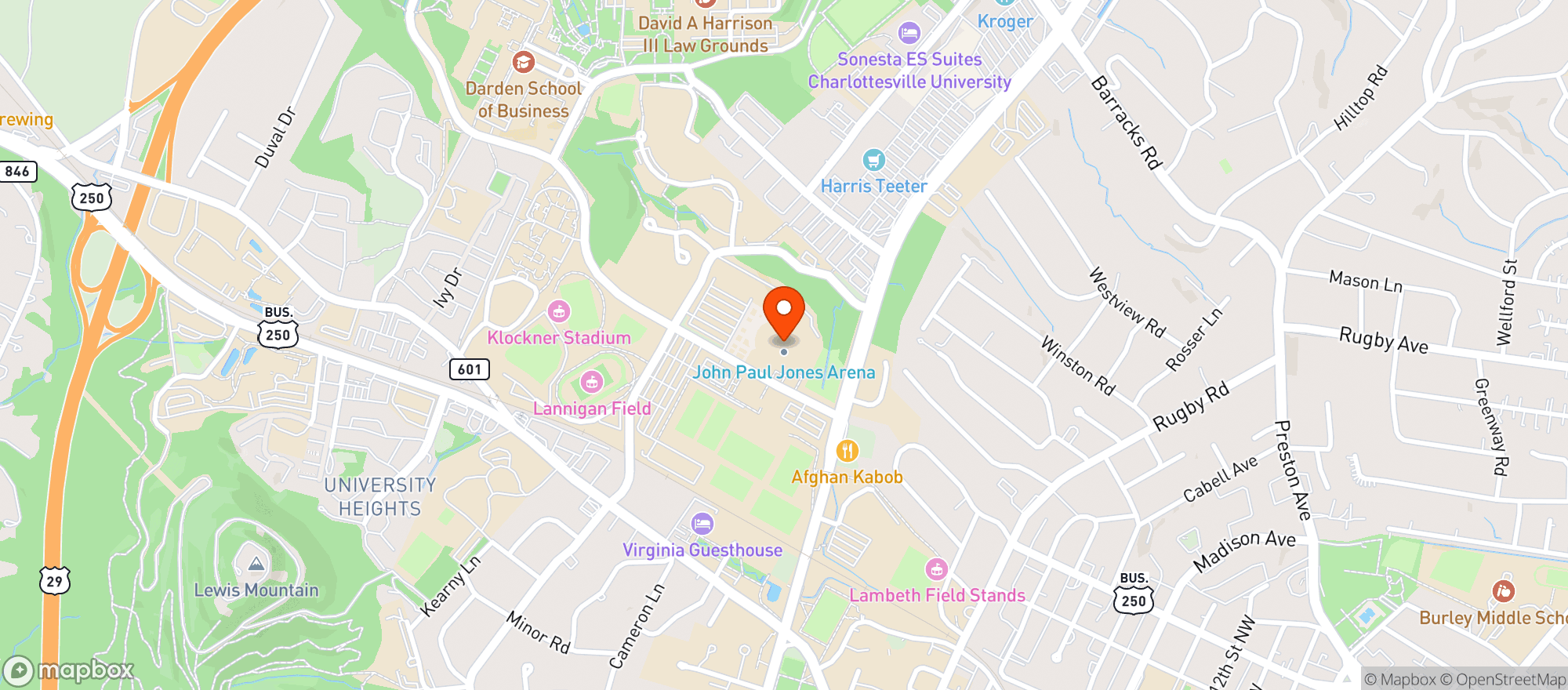 Map showing Aramark-john P Jones Arena