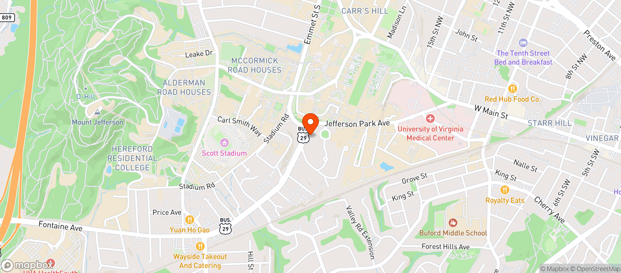 Map showing Oakhurst Inn