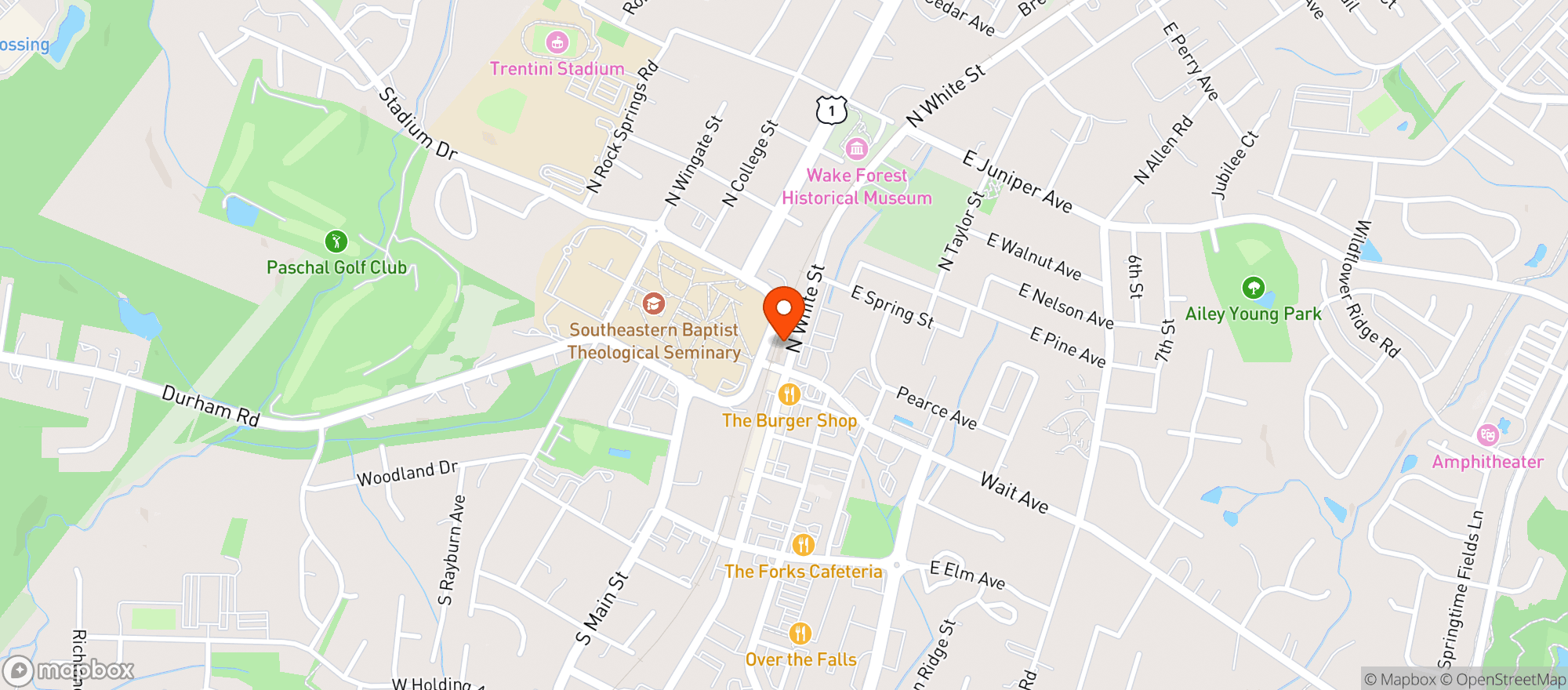 Map showing Wake Forest B P