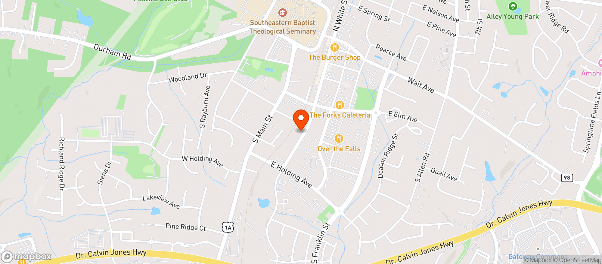 Map showing Sherlocks Glass & THCa Dispensary Wake Forest