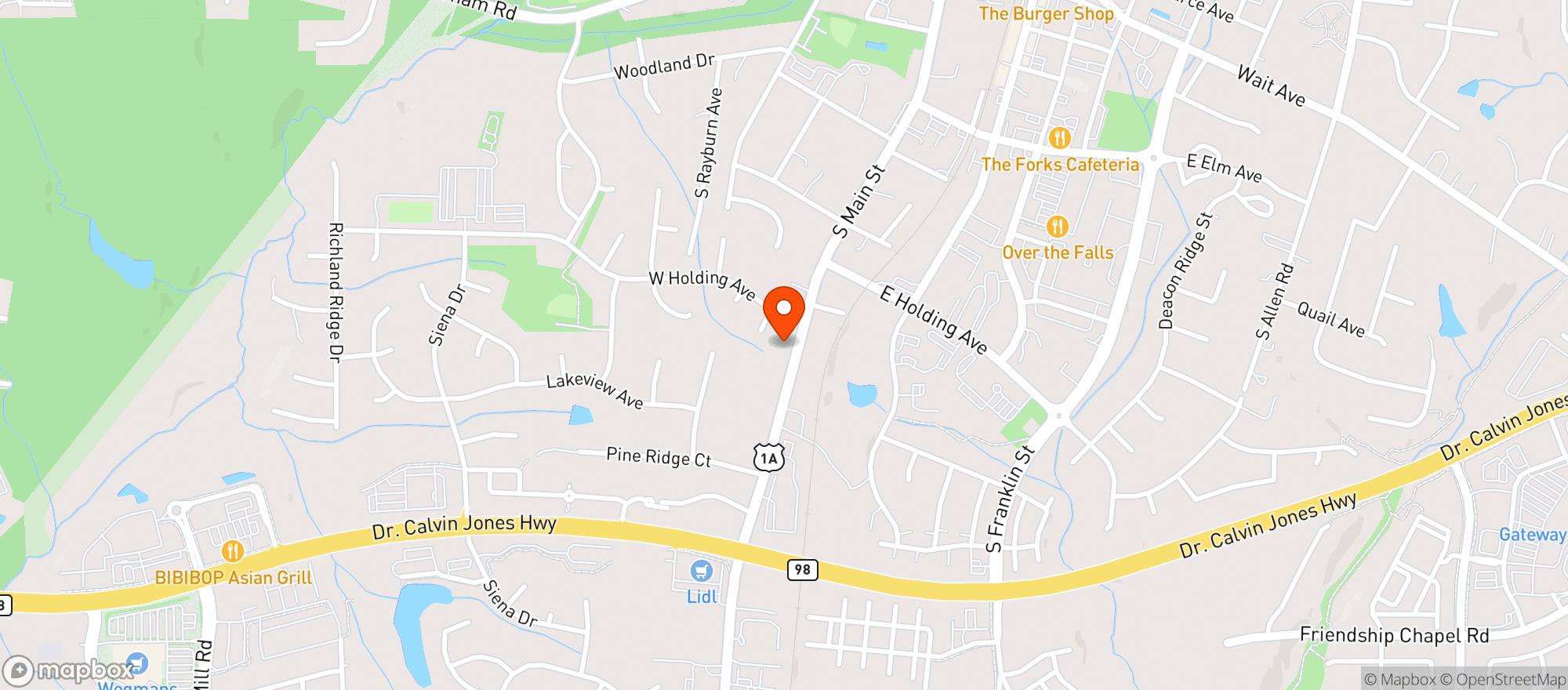 Map showing Star Mart (wake Forest)