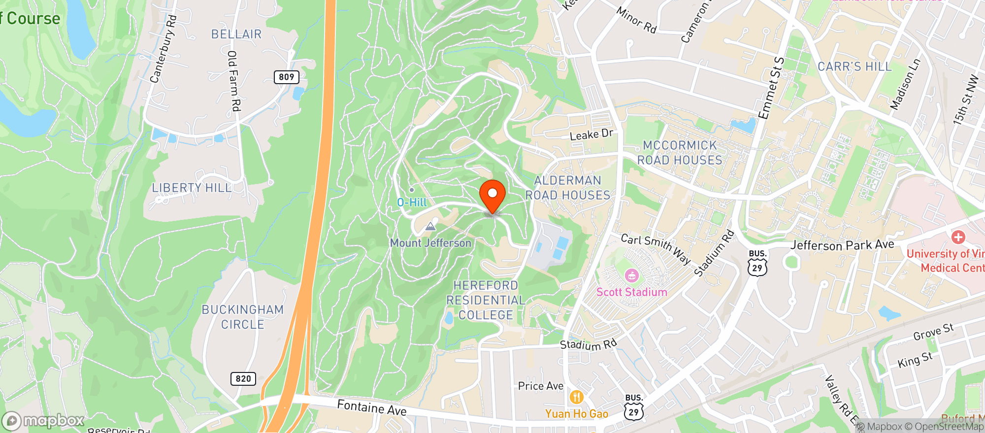 Map showing Observatory Hill