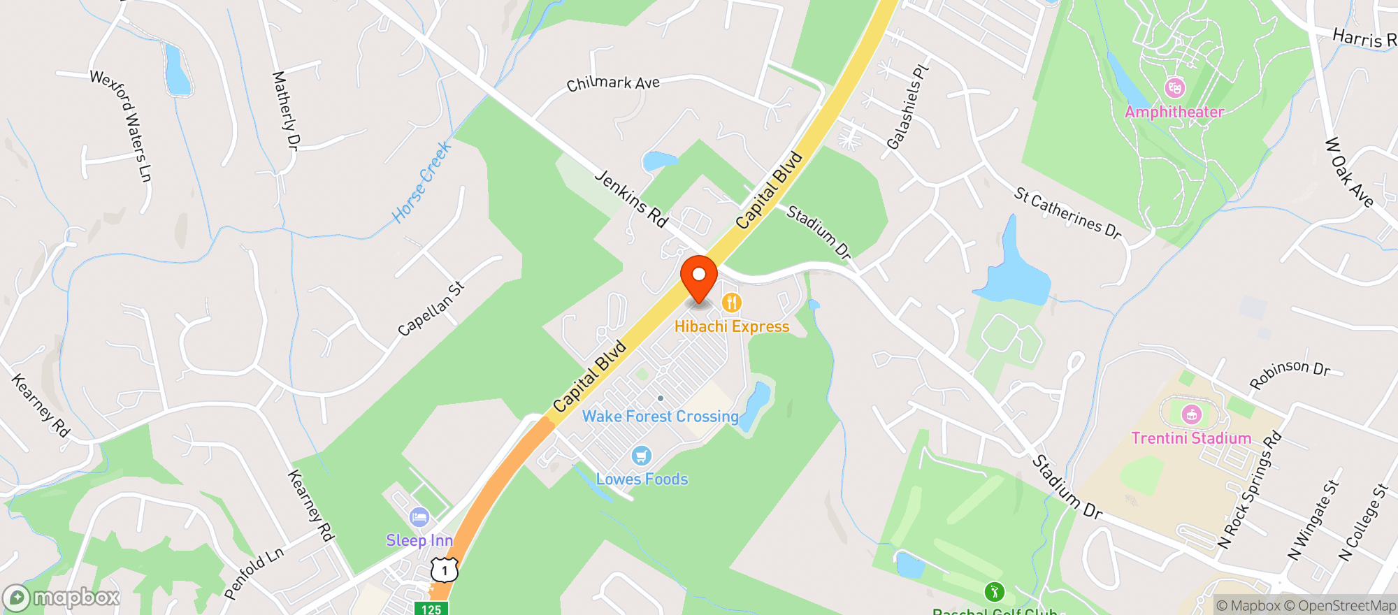 Map showing Vitamin Shoppe - Wake Forest