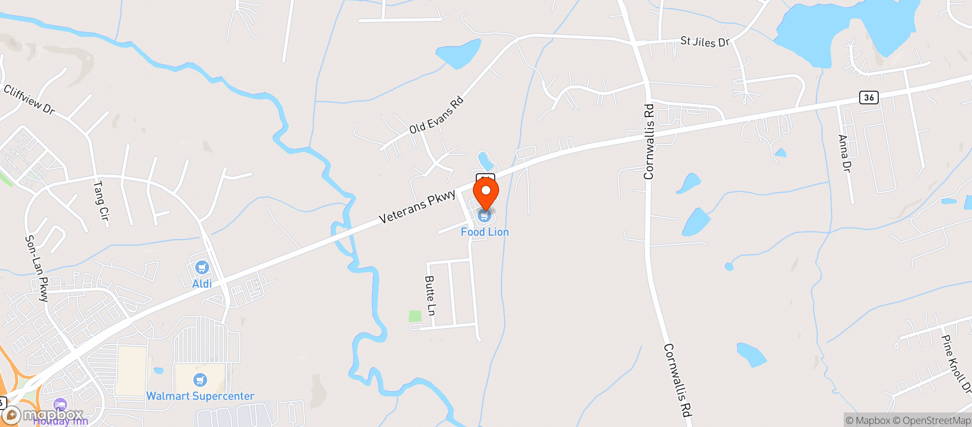 Map showing Food Lion #2258
