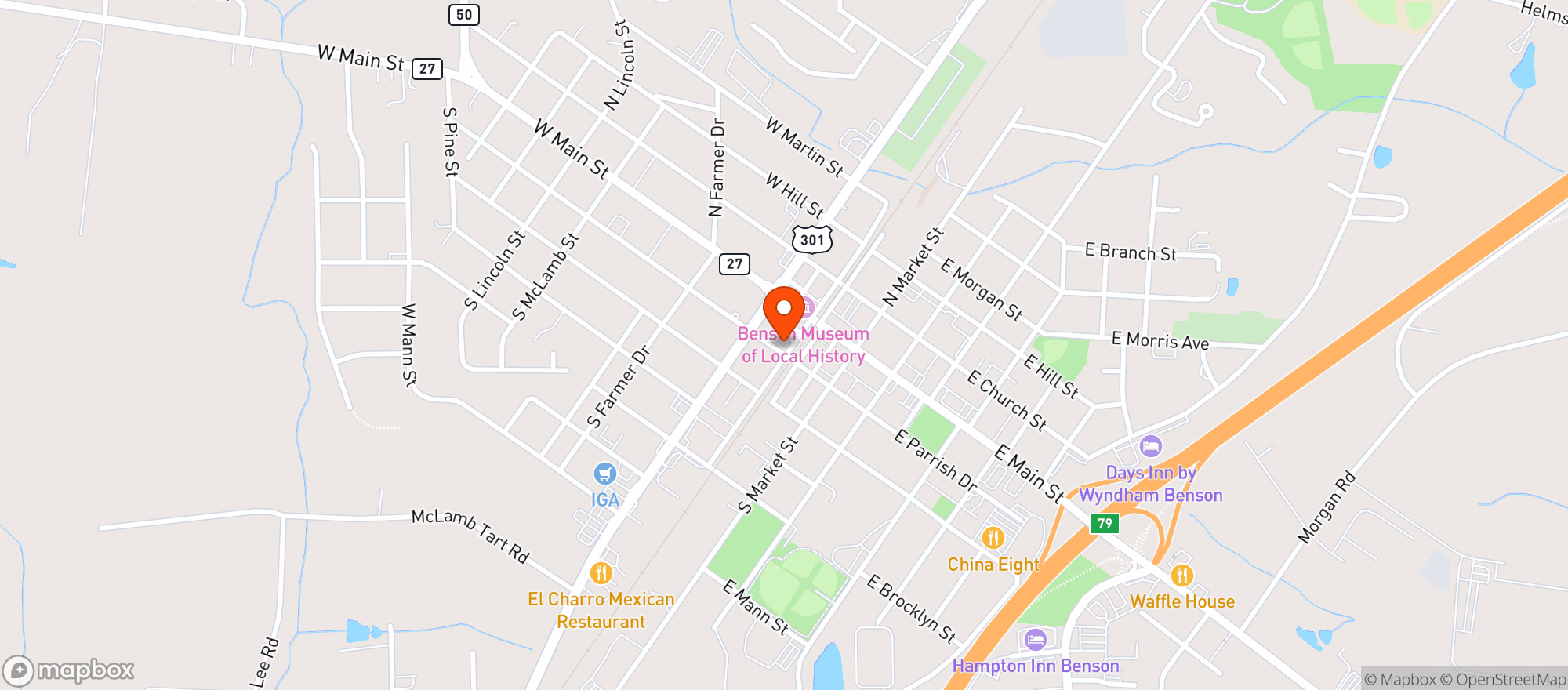Map showing Fainting Goat Brewing Company - Benson