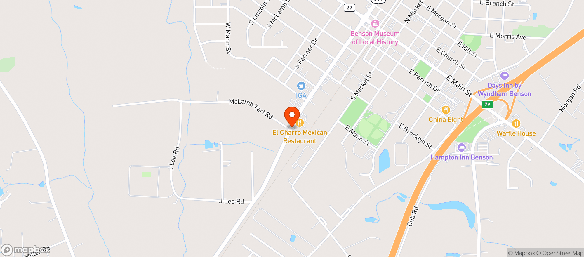 Map showing El Charro Mexican Restaurant